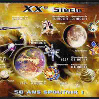 Djibouti 2009 50th Anniversary of Sputnik #03 imperf sheetlet containing 9 values unmounted mint
