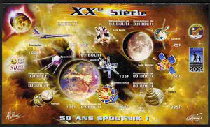 Djibouti 2009 50th Anniversary of Sputnik #03 imperf sheetlet containing 9 values unmounted mint