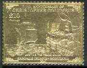 Easdale 1992 Columbus 500th Anniversary £10 (Meeting The Trade Winds) embossed in 22k gold foil unmounted mint