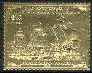 Easdale 1992 Columbus 500th Anniversary £10 (Unknown Waters) embossed in 22k gold foil unmounted mint