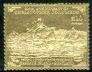 Easdale 1992 Columbus 500th Anniversary £10 (Second Journey Starts from Cadiz) embossed in 22k gold foil unmounted mint