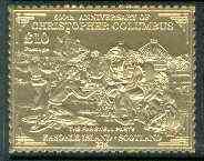 Easdale 1992 Columbus 500th Anniversary £10 (The Farewell Party) embossed in 22k gold foil unmounted mint