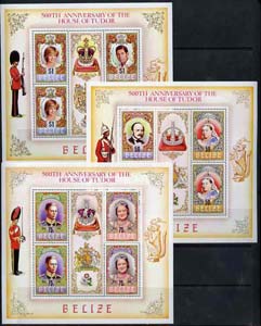 Belize 1984 House of Tudor set of 3 sheetlets (SG 799a, 801a & 803a) unmounted mint