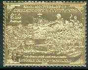 Easdale 1992 Columbus 500th Anniversary £10 (The Spaniards are Welcomed) embossed in 22k gold foil unmounted mint