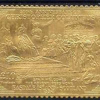 Easdale 1992 Columbus 500th Anniversary £10 (Spain Welcomes the Adventurers Home) embossed in 22k gold foil unmounted mint