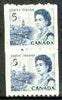 Canada 1967-73 def 5c blue (Harbour Scene) unmounted mint coil pair (perf 9.5 x imperf) SG 593, strips pro rata