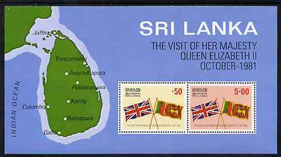 Sri Lanka 1981 Royal Visit m/sheet containing set of 2 unmounted mint, SG MS 744