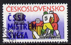 Czechoslovakia 1985 Ice Hockey with victory overprint fine cto used, SG 2784