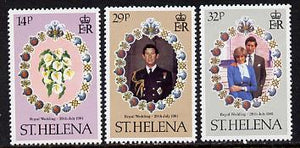 St Helena 1981 Royal Wedding set of 3 (SG 378-80) unmounted mint