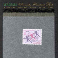 Lesotho 1980 Moscow Olympic games 4s (Javelin Thrower) perforated proof essay mounted on Walsall Security Proof card, rare