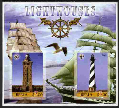 Liberia 2005 Lighthouses imperf sheetlet containing 2 values unmounted mint