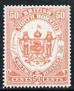 North Borneo 1888 Arms 50c perforated colour trial in pale orange, fresh with gum SG46