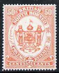 North Borneo 1888 Arms 50c perforated colour trial in pale orange, fresh with gum SG46