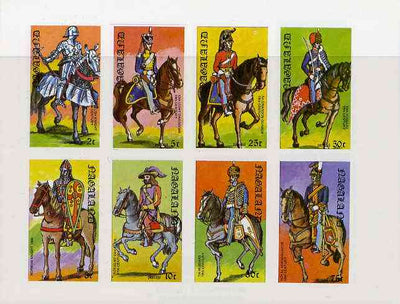 Nagaland 1977 Military Uniforms (on Horseback) complete imperf,set of 8 values unmounted mint
