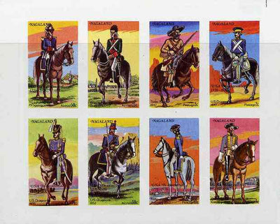 Nagaland 1976 USA Bicentenary (Military Uniforms - On Horseback) complete imperf,set of 8 values unmounted mint