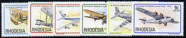 Rhodesia 1978 75th Anniversary of Powered Flight set of 6 unmounted mint, SG 570-75*