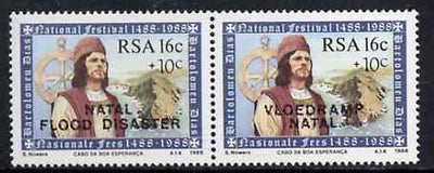 South Africa 1988 Natal Flood Relief Fund #3 (Dias 16c + 10c) opt se-tenant pair unmounted mint, SG 635a