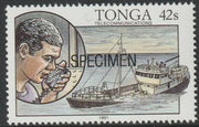 Tonga 1991 Ship Sinking 42s opt'd SPECIMEN, from Telecommunications, as SG 1142 unmounted mint