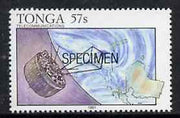 Tonga 1991 Weather Satellite 57s opt'd SPECIMEN, from Telecommunications, as SG 1145 unmounted mint