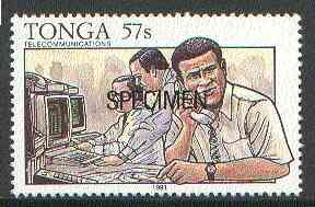 Tonga 1991 Meteorologist Collecting Data 57s opt'd SPECIMEN, from Telecommunications, as SG 1146 unmounted mint