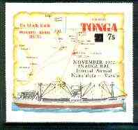 Tonga 1972 Inaugural Internal Airmail surch & opt on self-adhesive Map & MV Olovaha unmounted mint, SG 428*