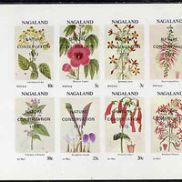 Nagaland 1972 Flowers imperf set of 8 (opt'd Nature Conservation 1973) unmounted mint