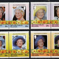 British Virgin Islands 1985 Life & Times of HM Queen Mother set of 8 (4 se-tenant pairs) unmounted mint SG 579-86A
