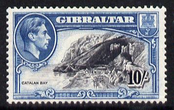 Gibraltar 1938-51 KG6 10s black & blue P13 mounted mint SG 130a