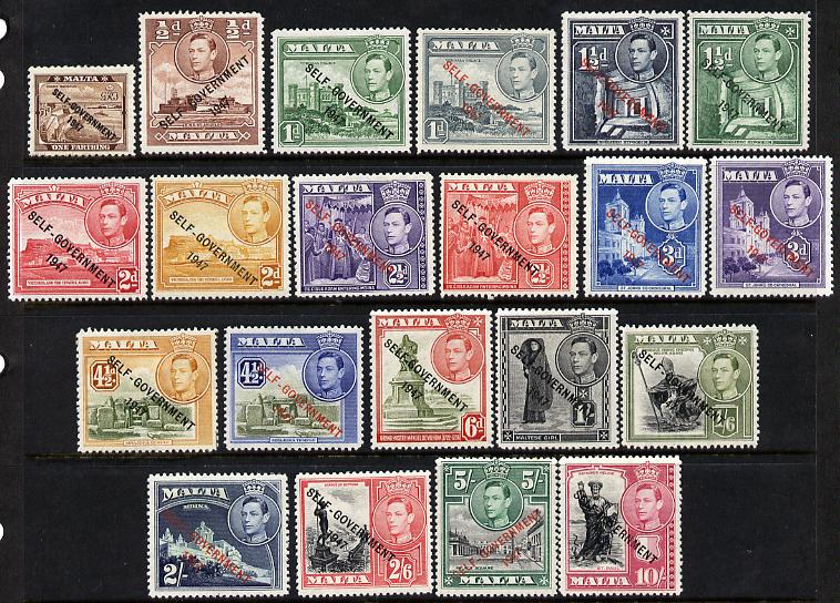 Malta 1948-53 KG6 New Constitution complete set of 21 values 1/4d to 10s mounted mint SG 234-48