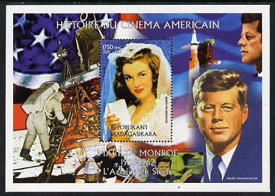 Madagascar 1999 History of American Cinema - Marilyn Monroe #3 (with JFK & Apollo 11 in background) perf m/sheet unmounted mint. Note this item is privately produced and is offered purely on its thematic appeal