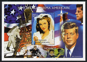 Madagascar 1999 History of American Cinema - Marilyn Monroe #3 (with JFK & Apollo 11 in background) perf m/sheet unmounted mint. Note this item is privately produced and is offered purely on its thematic appeal