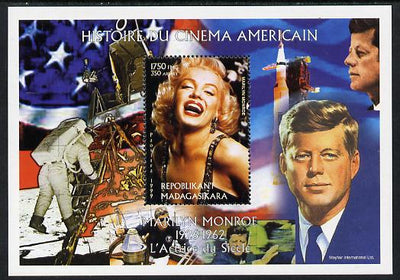 Madagascar 1999 History of American Cinema - Marilyn Monroe #5 (with JFK & Apollo 11 in background) perf m/sheet unmounted mint. Note this item is privately produced and is offered purely on its thematic appeal