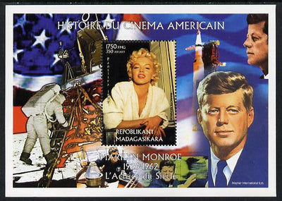 Madagascar 1999 History of American Cinema - Marilyn Monroe #7 (with JFK & Apollo 11 in background) perf m/sheet unmounted mint. Note this item is privately produced and is offered purely on its thematic appeal