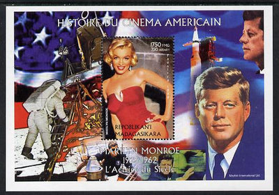 Madagascar 1999 History of American Cinema - Marilyn Monroe #9 (with JFK & Apollo 11 in background) perf m/sheet unmounted mint. Note this item is privately produced and is offered purely on its thematic appeal