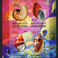 Ivory Coast 2013 Shells imperf sheetlet containing 4 values unmounted mint