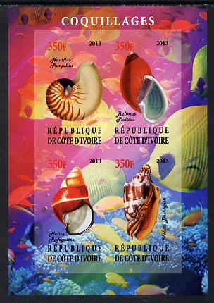 Ivory Coast 2013 Shells imperf sheetlet containing 4 values unmounted mint