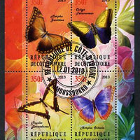 Ivory Coast 2013 Butterflies #1 perf sheetlet containing 4 values fine cto used