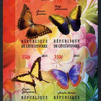 Ivory Coast 2013 Butterflies #1 imperf sheetlet containing 4 values unmounted mint