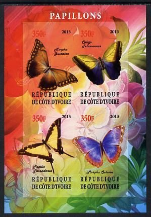 Ivory Coast 2013 Butterflies #1 imperf sheetlet containing 4 values unmounted mint