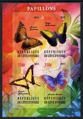 Ivory Coast 2013 Butterflies #1 imperf sheetlet containing 4 values unmounted mint