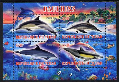Chad 2013 Dolphins perf sheetlet containing 4 values unmounted mint