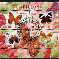 Chad 2013 Butterflies #01 perf sheetlet containing 4 values fine cto used