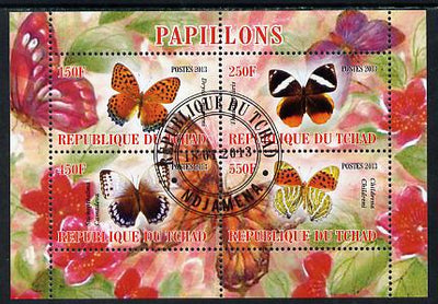 Chad 2013 Butterflies #01 perf sheetlet containing 4 values fine cto used