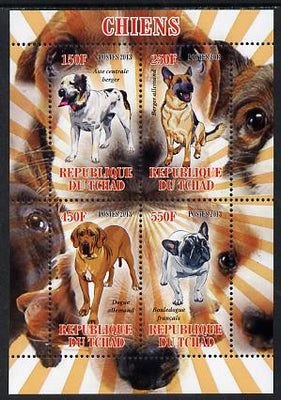 Chad 2013 Dogs #1 perf sheetlet containing 4 values unmounted mint