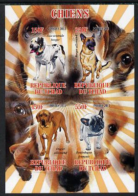 Chad 2013 Dogs #1 imperf sheetlet containing 4 values unmounted mint