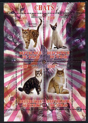 Chad 2013 Domestic Cats perf sheetlet containing 4 values unmounted mint