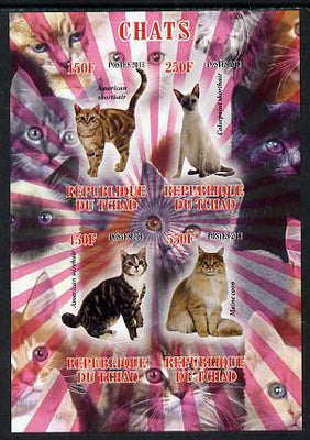 Chad 2013 Domestic Cats imperf sheetlet containing 4 values unmounted mint