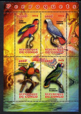 Congo 2013 Parrots perf sheetlet containing 4 values unmounted mint