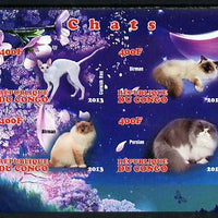 Congo 2013 Domestic Cats imperf sheetlet containing 4 values unmounted mint