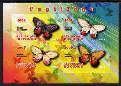 Congo 2013 Butterflies #1 imperf sheetlet containing 4 values unmounted mint